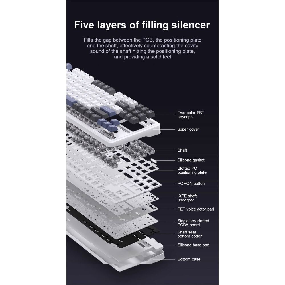 AULA F87 Wireless Tri-Mode Gasket Mechanical Keyboard Gradient Grey