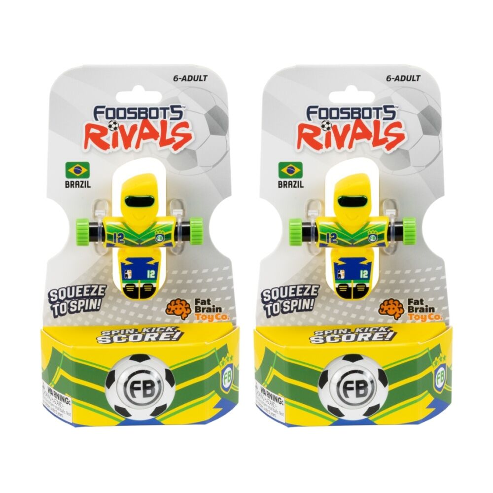 2PK Foosbots 6Y+ Rivals Team Brazil Squeeze To Spin Kids Soccer Football Toy