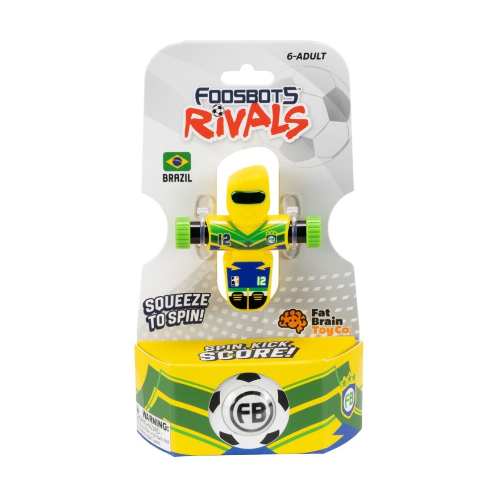 2PK Foosbots 6Y+ Rivals Team Brazil Squeeze To Spin Kids Soccer Football Toy