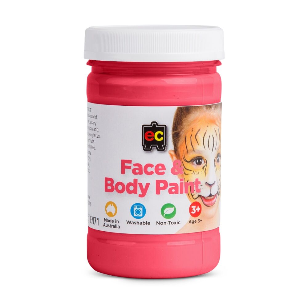 4PK Educational Colours Washable Face Paint Bright Pink Kids Art/Craft 175ml 3y+