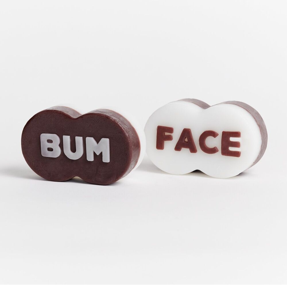 4x Funnybone Bum Face Cheek To Double Sided Novelty Scented Soap Brown/White