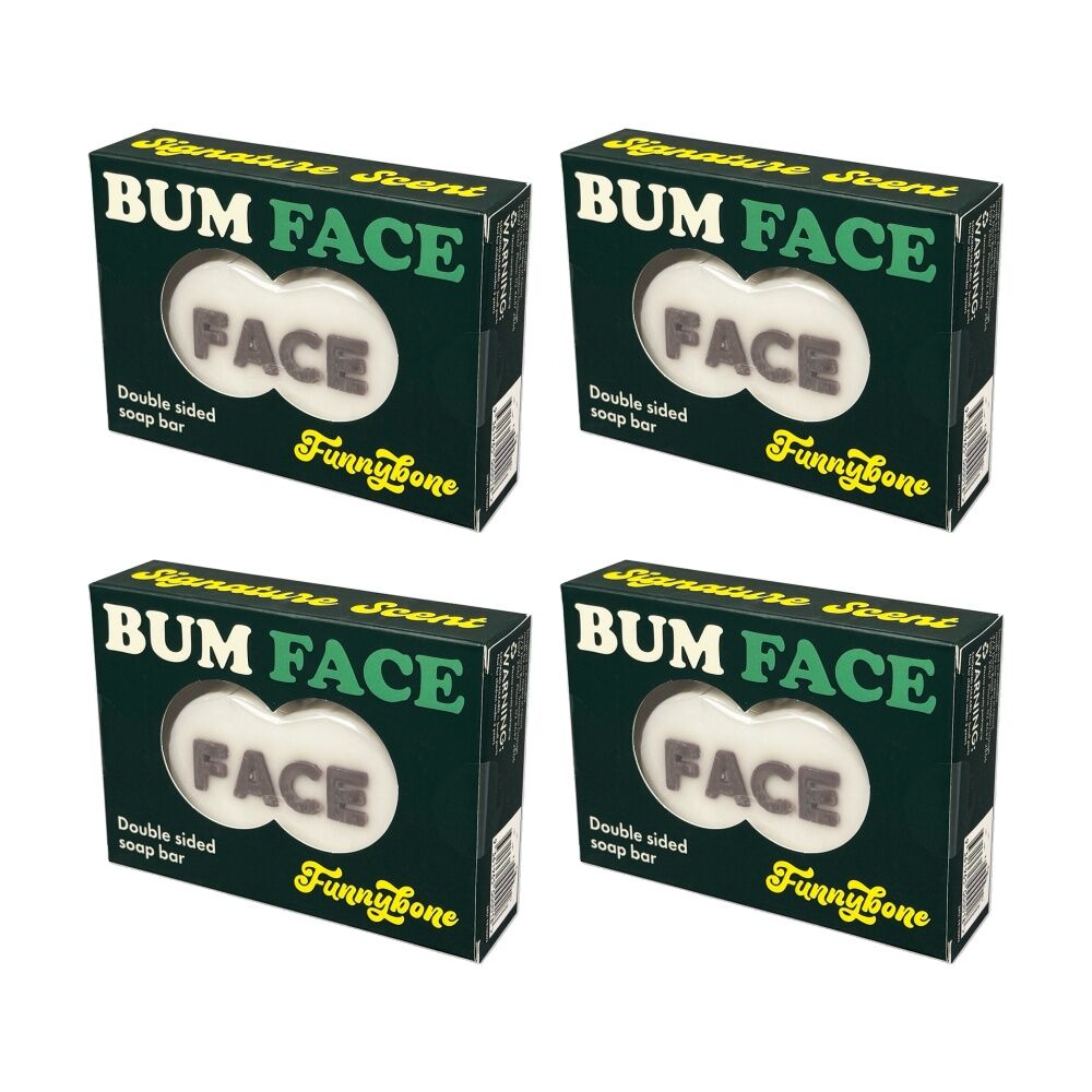 4x Funnybone Bum Face Cheek To Double Sided Novelty Scented Soap Brown/White