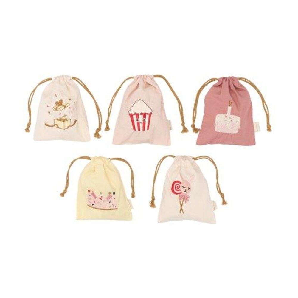 4x 5pc Fabelab Celebration Bag Birthday Mix Cotton Gift Bags Rose