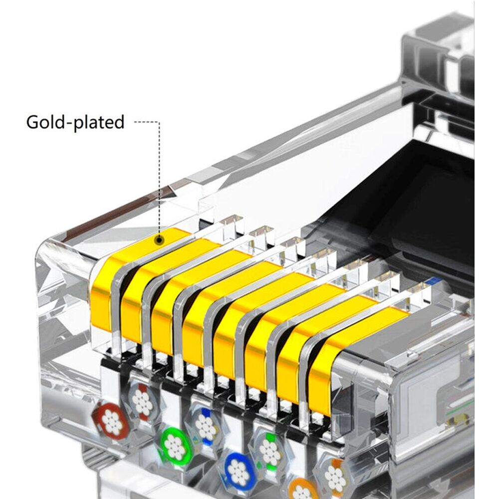 Cruxtec CAT6 UTP Flat Ethernet Cable Black 10m Gold-Plated RJ45