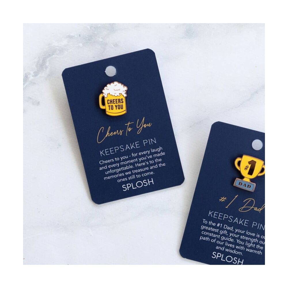 4PK Splosh Father's Day Cheers Keepsake Pin Enamel Heartfelt Rose Gold