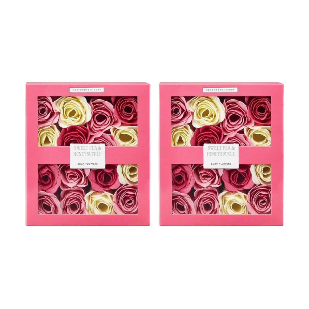 2PK Heathcote & Ivory Sweet Pea Honeysuckle Soap Flowers Relax Bath 96g