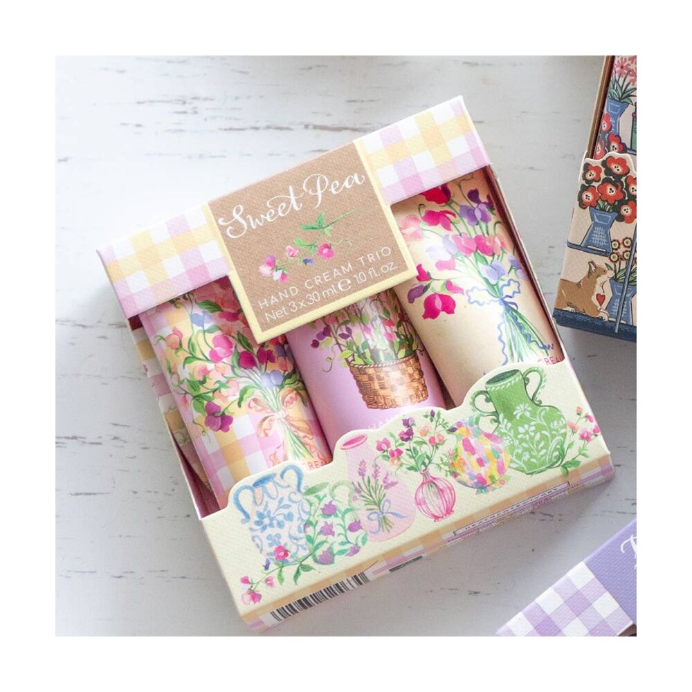 3pc Heathcote & Ivory Sweet Pea Hand Cream Trio Travel Set 30ml