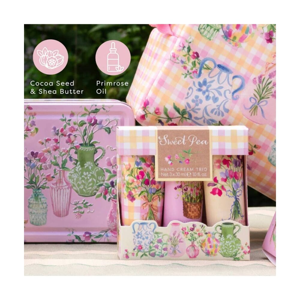 3pc Heathcote & Ivory Sweet Pea Hand Cream Trio Travel Set 30ml