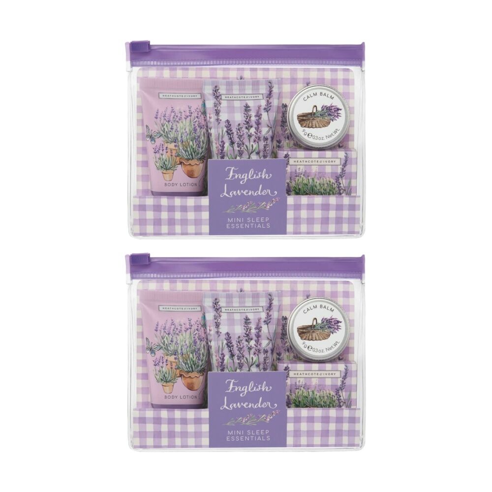 2x 4pc Heathcote & Ivory English Lavender Mini Sleep Essentials Set Multi