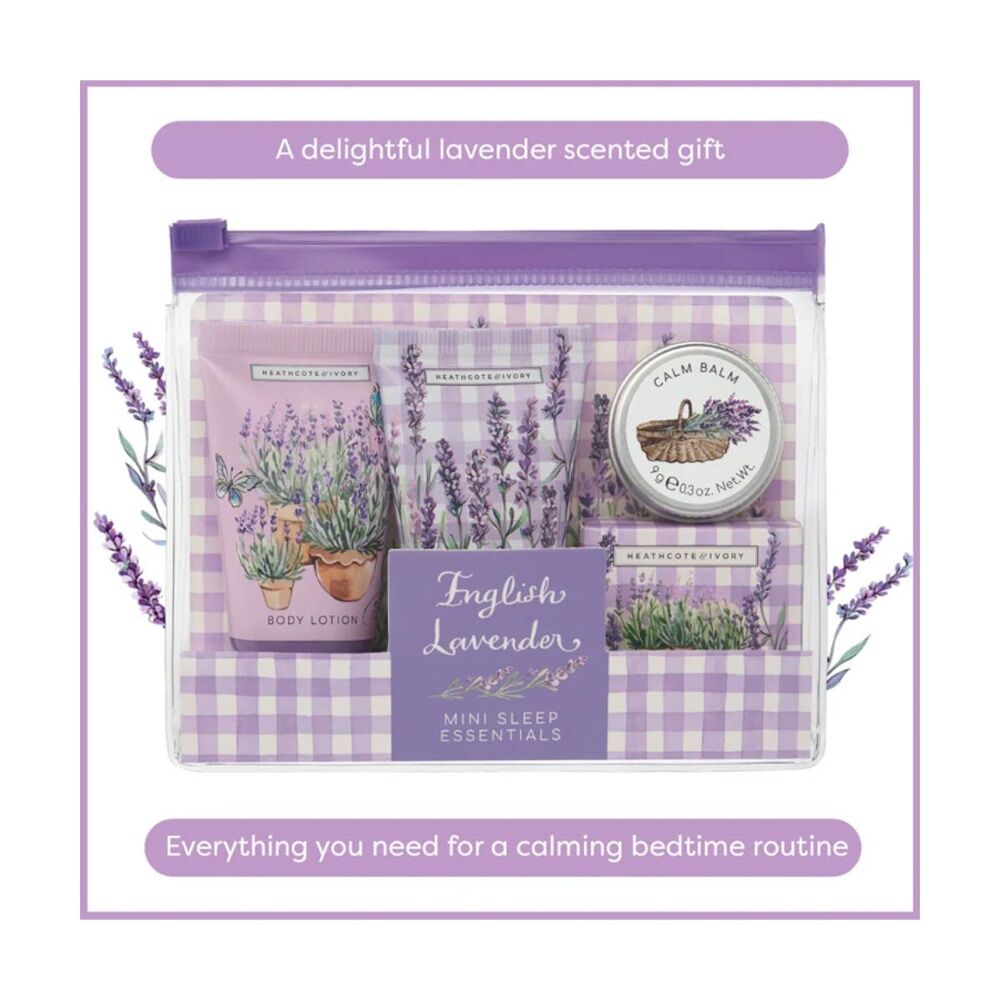 2x 4pc Heathcote & Ivory English Lavender Mini Sleep Essentials Set Multi