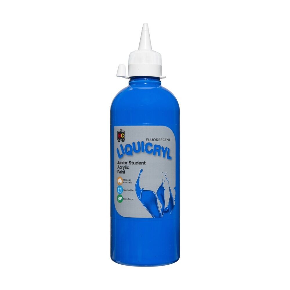 2PK Educational Colours Fluorescent Liquicryl Student Acrylic Paint Blue 500ml