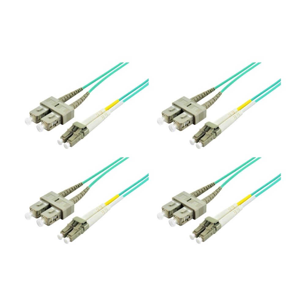 4PK Comsol LC-SC Multi-Mode Duplex Fibre Patch Cable LSZH 50/125 OM4 1M