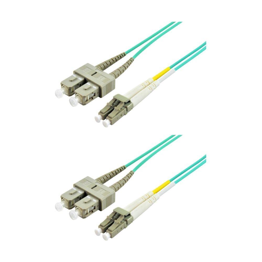 2PK Comsol LC-SC Multi-Mode Duplex Fibre Patch Cable LSZH 50/125 OM3 3M
