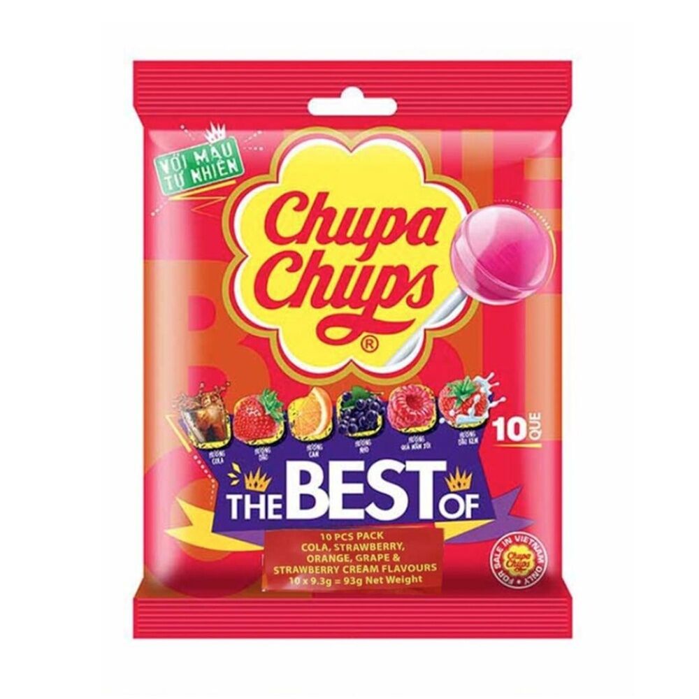 20PK Chupa Chups Fruits The Best Of Lollipops Multi Flavour Lollies Pack 93g