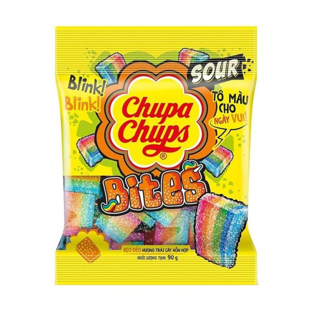 10PK Chupa Chups Jelly Sour Bite Sugar Coated Lollies Candy Pack 90g
