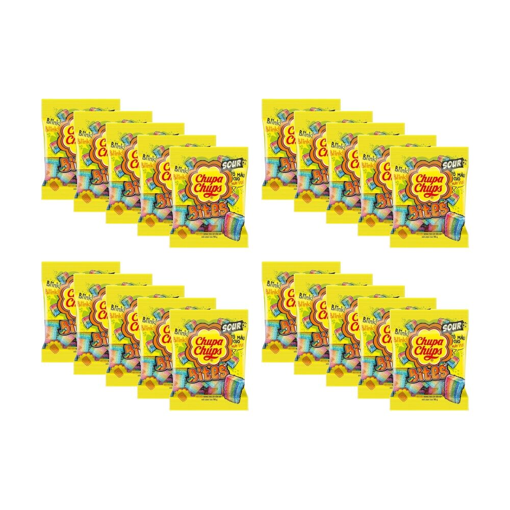 20PK Chupa Chups Jelly Sour Bite Sugar Coated Lollies Candy Pack 90g