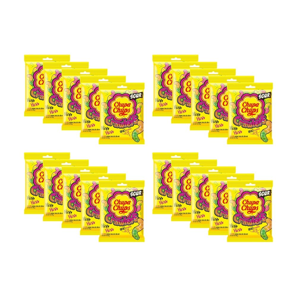 20PK Chupa Chups Jelly Sour Crawl Sugar Coated Lollies Candy Pack 90g