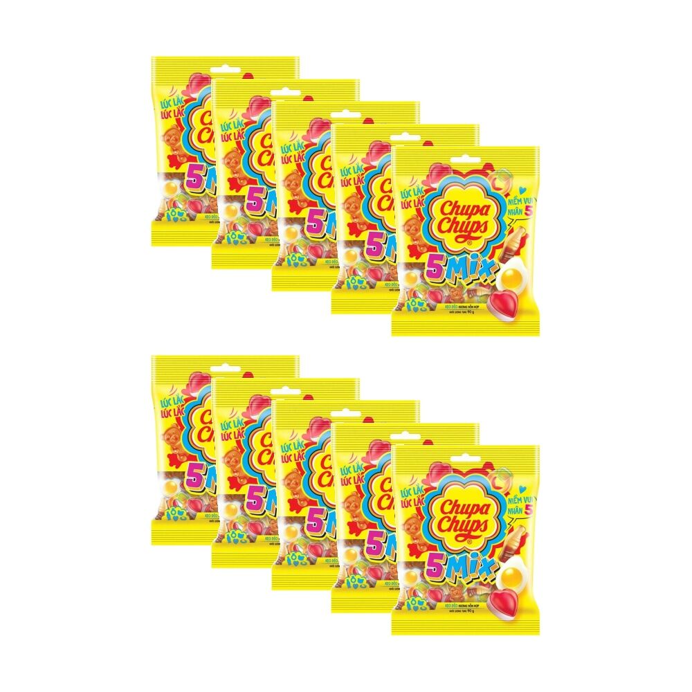 10PK Chupa Chups Jelly 5 Mix Top Gummy Lollies Sweets Pack Multi Flavour 90g