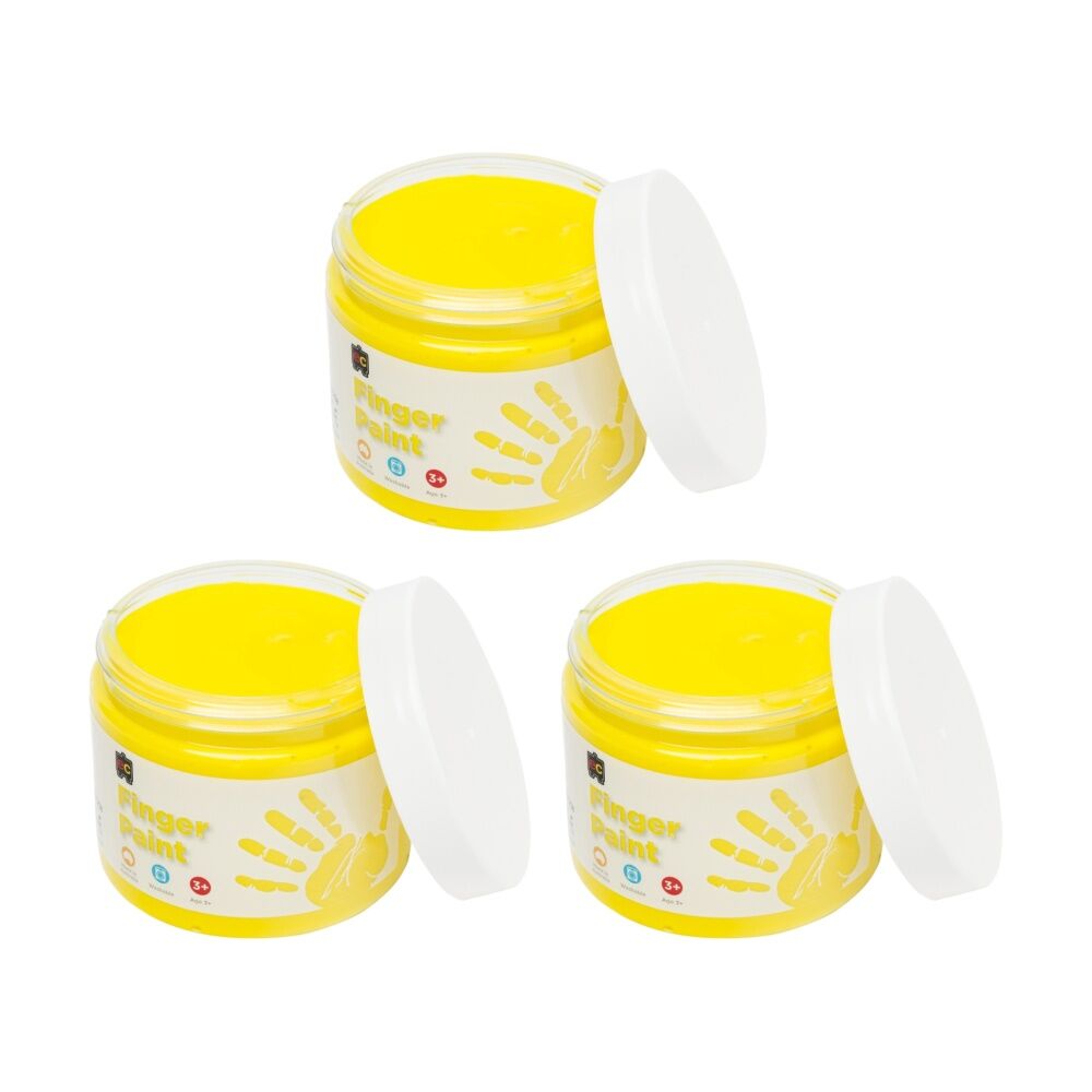 3PK Educational Colours Finger Paint Yellow 20ml Kids Art/Craft 250ml 3y+