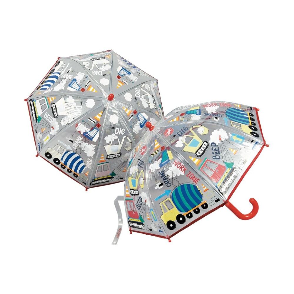 Floss & Rock Kids Colour Changing Umbrella Rain Accessory Construction Theme