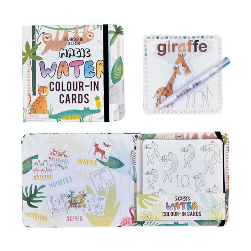 2PK Floss & Rock Magic Water Colouring Jungle Reusable Colour Activity Set 3y+