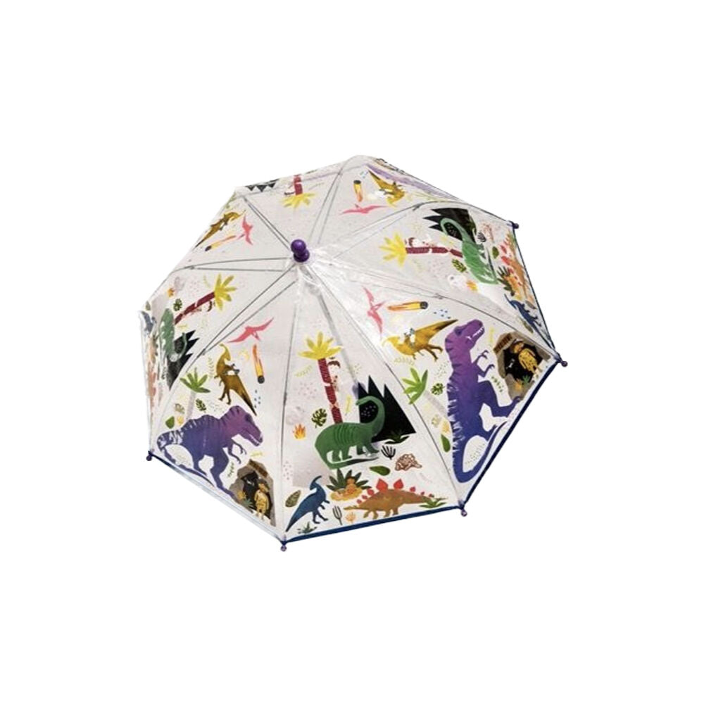 Floss & Rock Colour Changing Umbrella Dinosaur Transparent Kids 3y+ 60x70cm