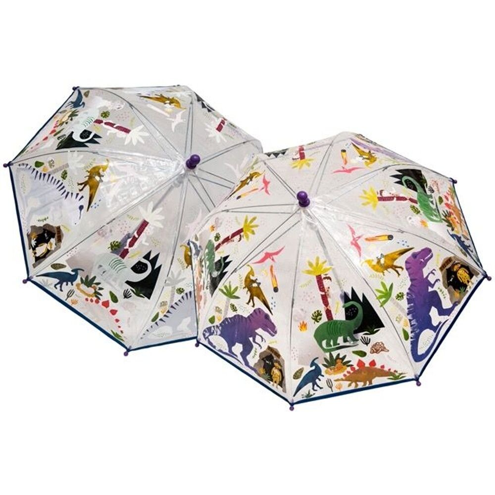 Floss & Rock Colour Changing Umbrella Dinosaur Transparent Kids 3y+ 60x70cm