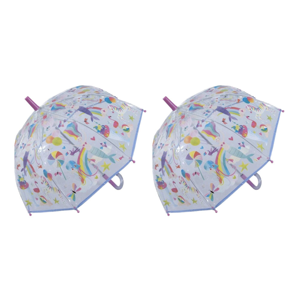 2PK Floss & Rock Colour Changing Umbrella Fantasy Transparent Kids 3y+ 60x70cm