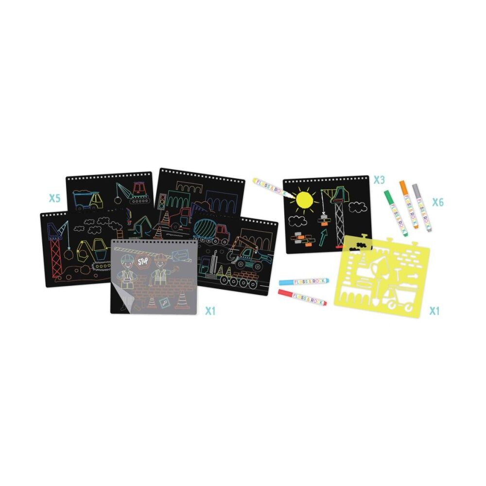 Floss & Rock Chalkboard Sketchbook Wipeable Construction Theme Activity 3y+