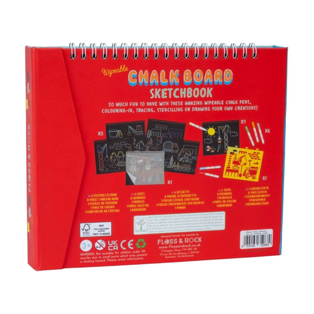 Floss & Rock Chalkboard Sketchbook Wipeable Construction Theme Activity 3y+