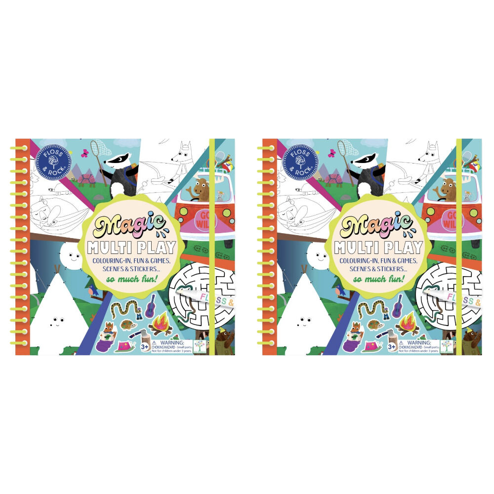 2PK Floss & Rock Water Magic Multiplay Adventure Activity Book Reusable 3y+