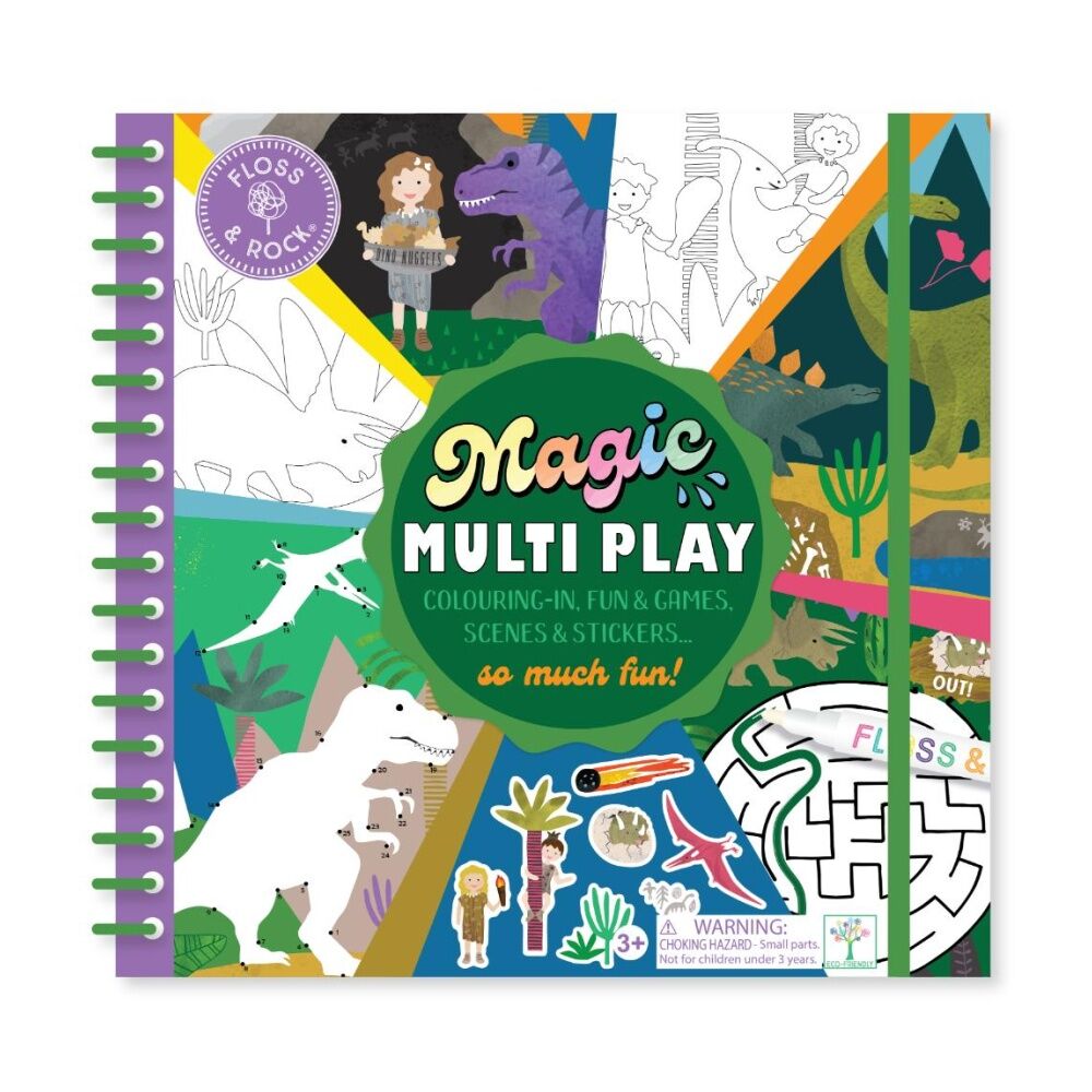 2PK Floss & Rock Magic Multiplay Dinosaur 16 Activities Reusable Book 3y+