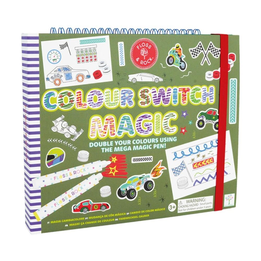 2PK Floss & Rock Colour Changing Switch Magic Cars Activity Book Kids 3y+