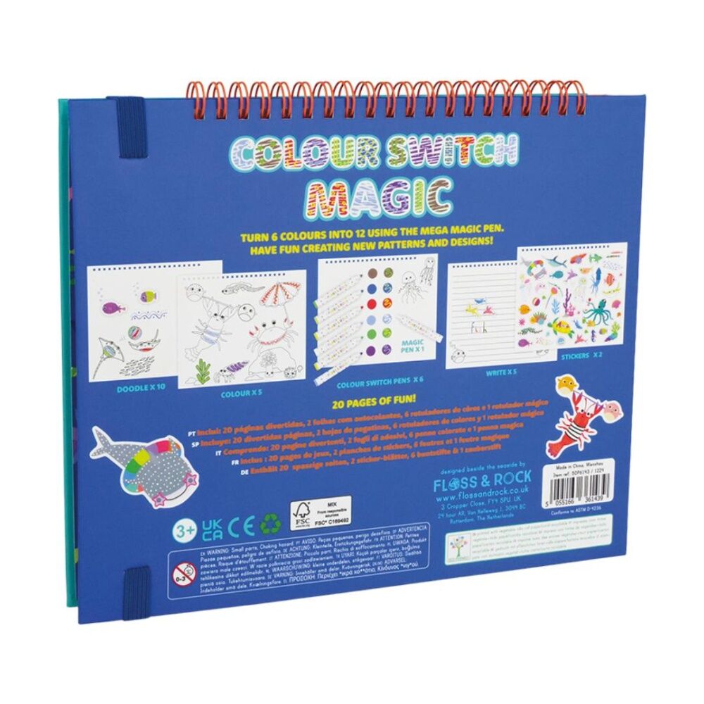 2PK Floss & Rock Colour Changing Switch Magic Ocean Activity Book Kids 3y+