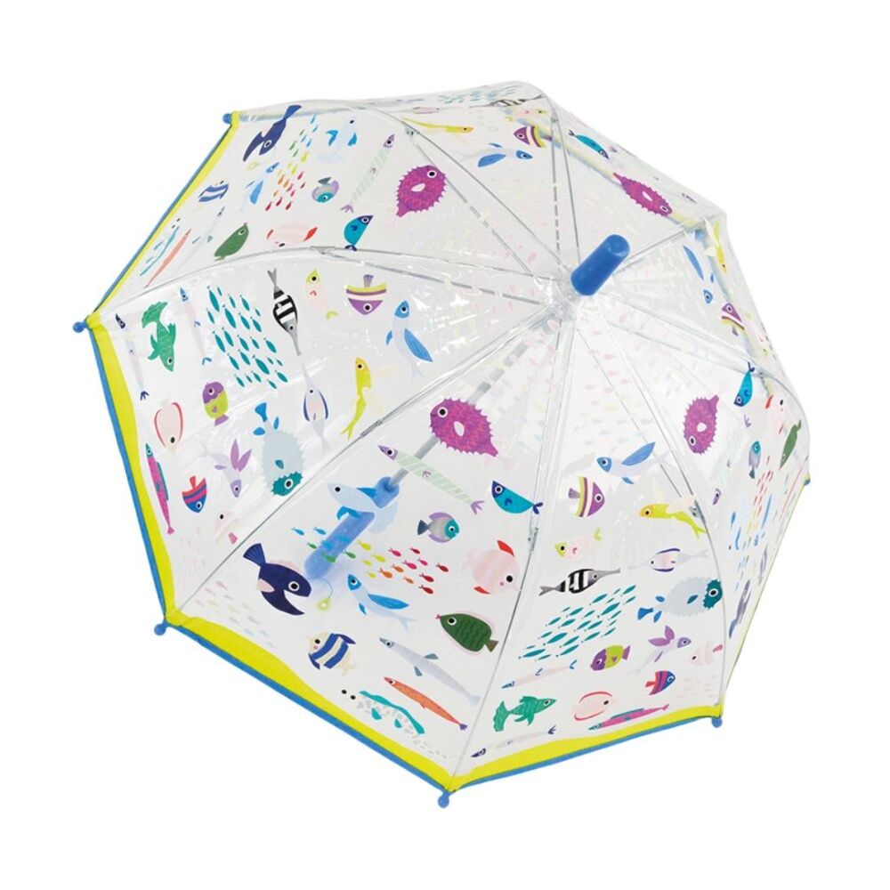 Floss & Rock Kids Colour Changing Umbrella Rain Accessory Ocean Transparent