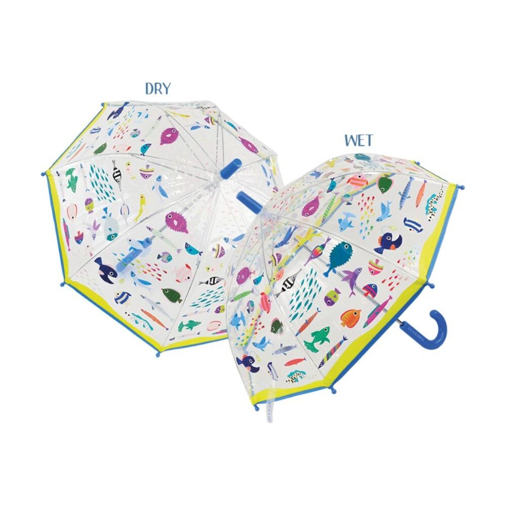 Floss & Rock Kids Colour Changing Umbrella Rain Accessory Ocean Transparent