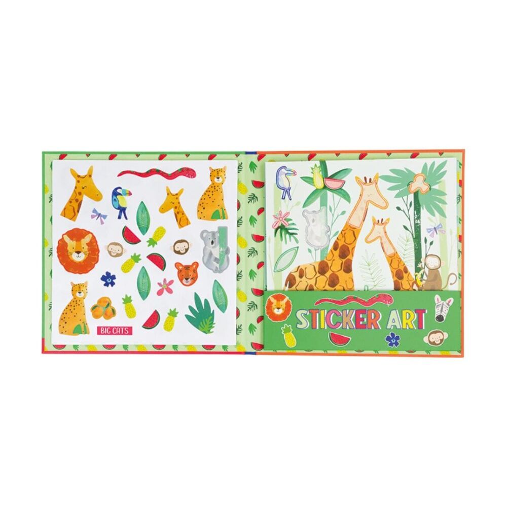 13pc Floss & Rock Sticker Art Jungle 8 Scenes 5 Scented Sheets Fun 3y+