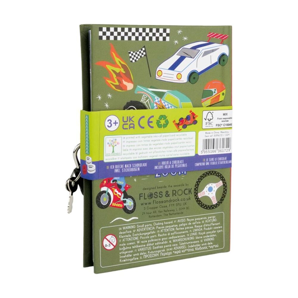 Floss & Rock My Secret Scented Diary Cars Padlock Key Sticker Sheet Kids 3y+