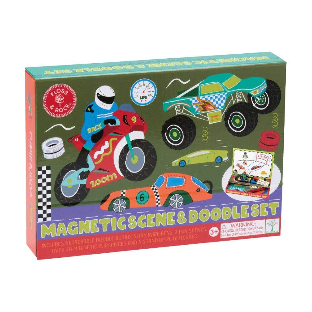 2PK Floss & Rock Kids 3y+ Magnetic Scene And Doodle Drawing Set Cars