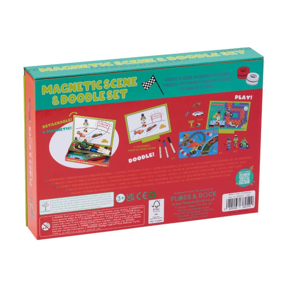 2PK Floss & Rock Kids 3y+ Magnetic Scene And Doodle Drawing Set Cars
