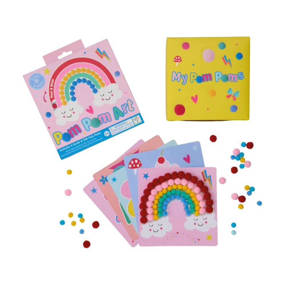 Floss & Rock Kids 3y+ Pom Pom Art Peel And Stick Craft Kit Rainbow Fairy