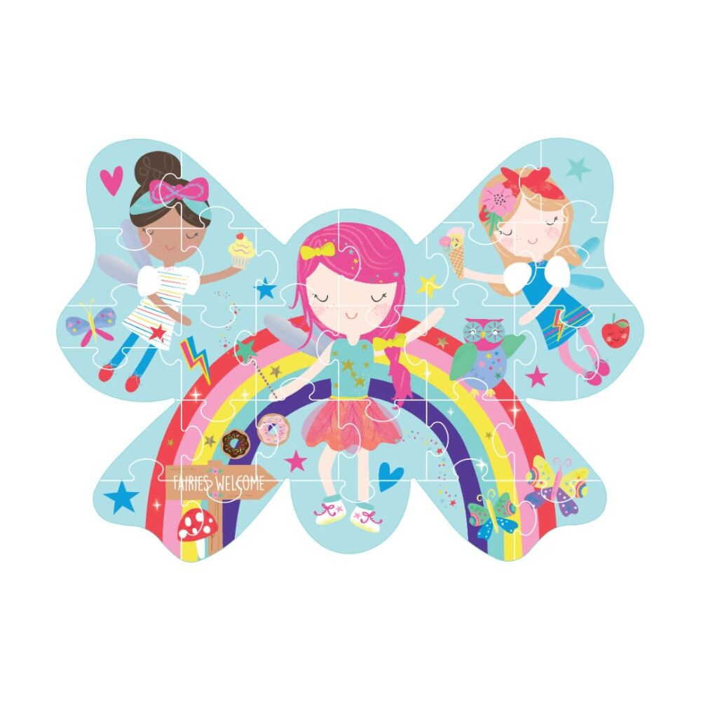 30pc Floss & Rock Kids 3y+ Shaped Jigsaw Puzzle Chunky Pieces Rainbow Fairy