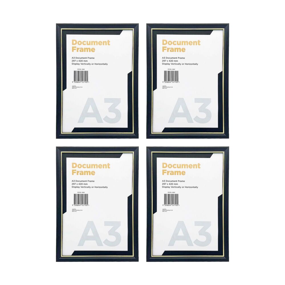 4PK Braz A3 Certificate Document Image Photo Frame 297x420mm Gold Silver