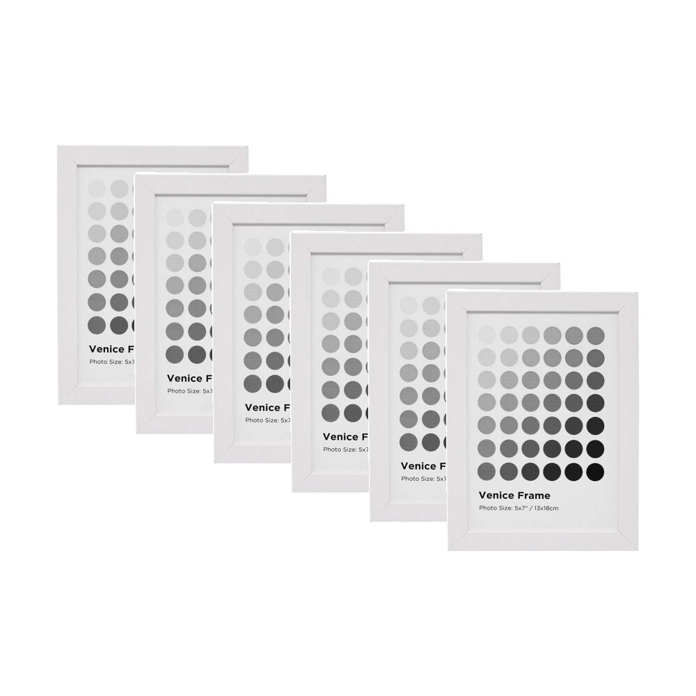 6PK Braz Venice Image Photo Document Display Frame 13x18cm White