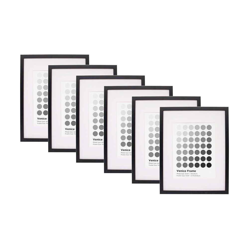 6PK Braz Venice Image Photo Document Display Frame 27.9x35.6cm Black