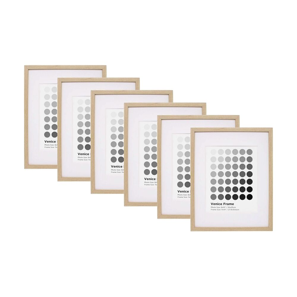 6PK Braz Venice Image Photo Document Display Frame 27.9x35.6cm Beech