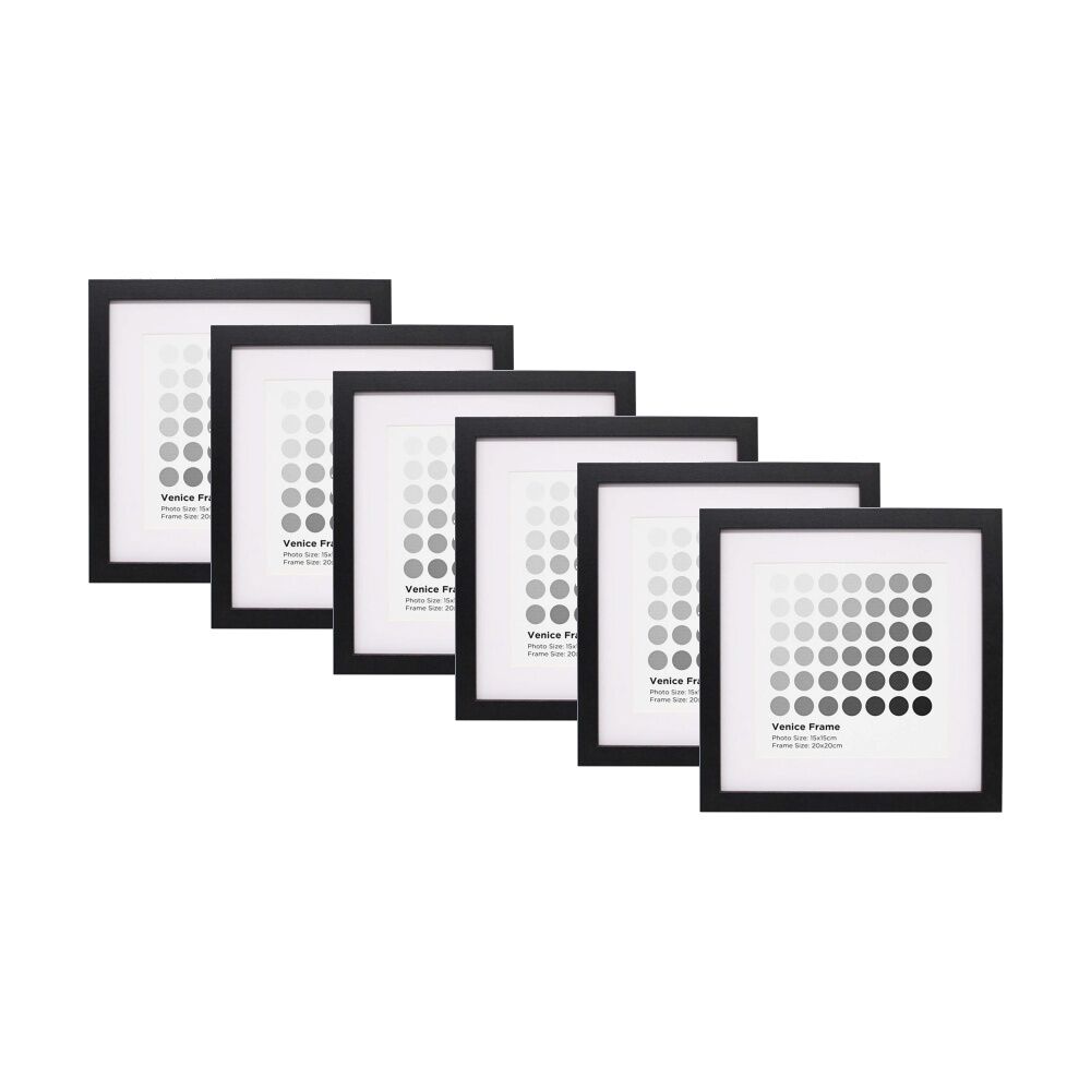 6PK Braz Venice Image Photo Document Display Frame 20x20cm Black
