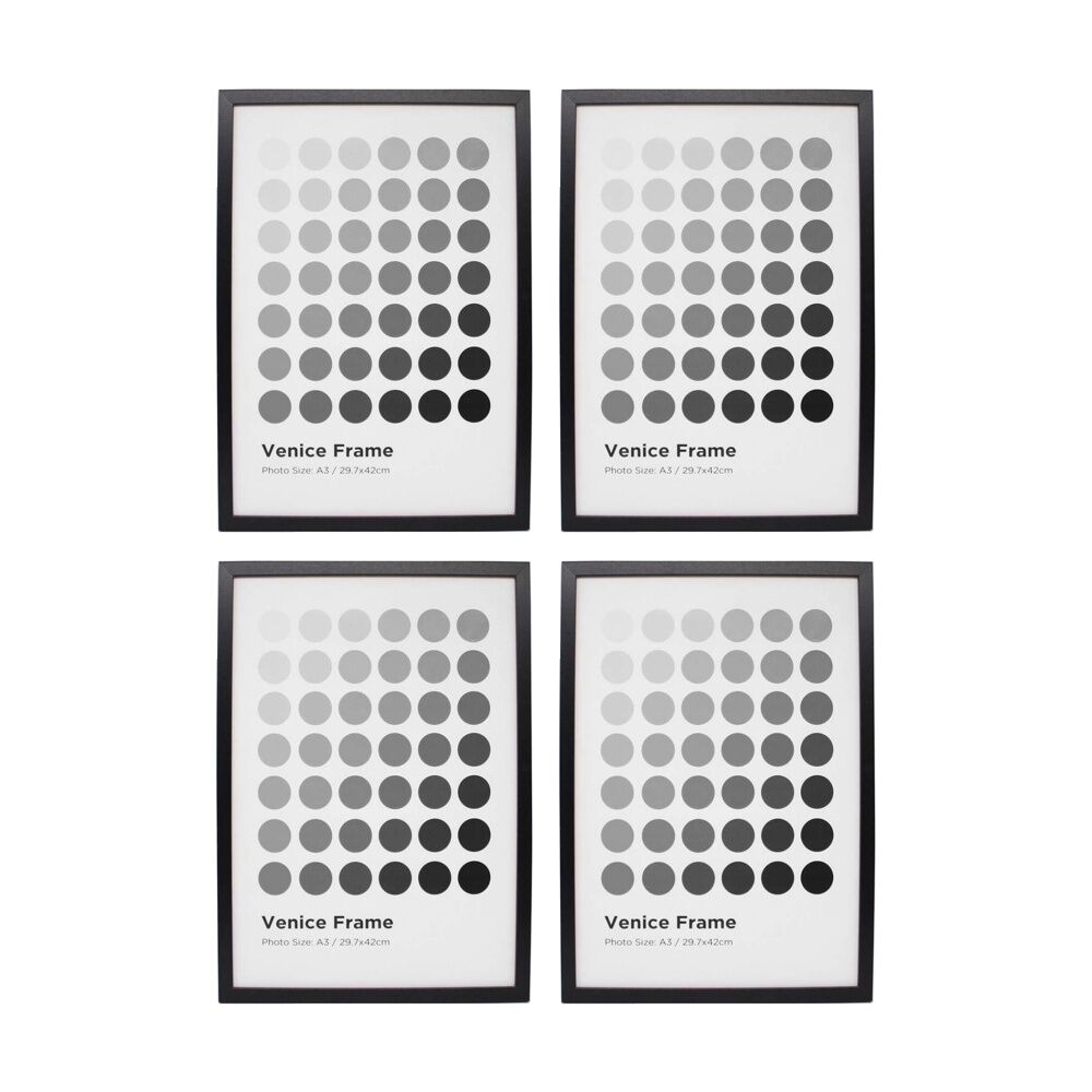 4PK Braz A3 Venice Image Photo Document Display Frame 29.7x42cm Black