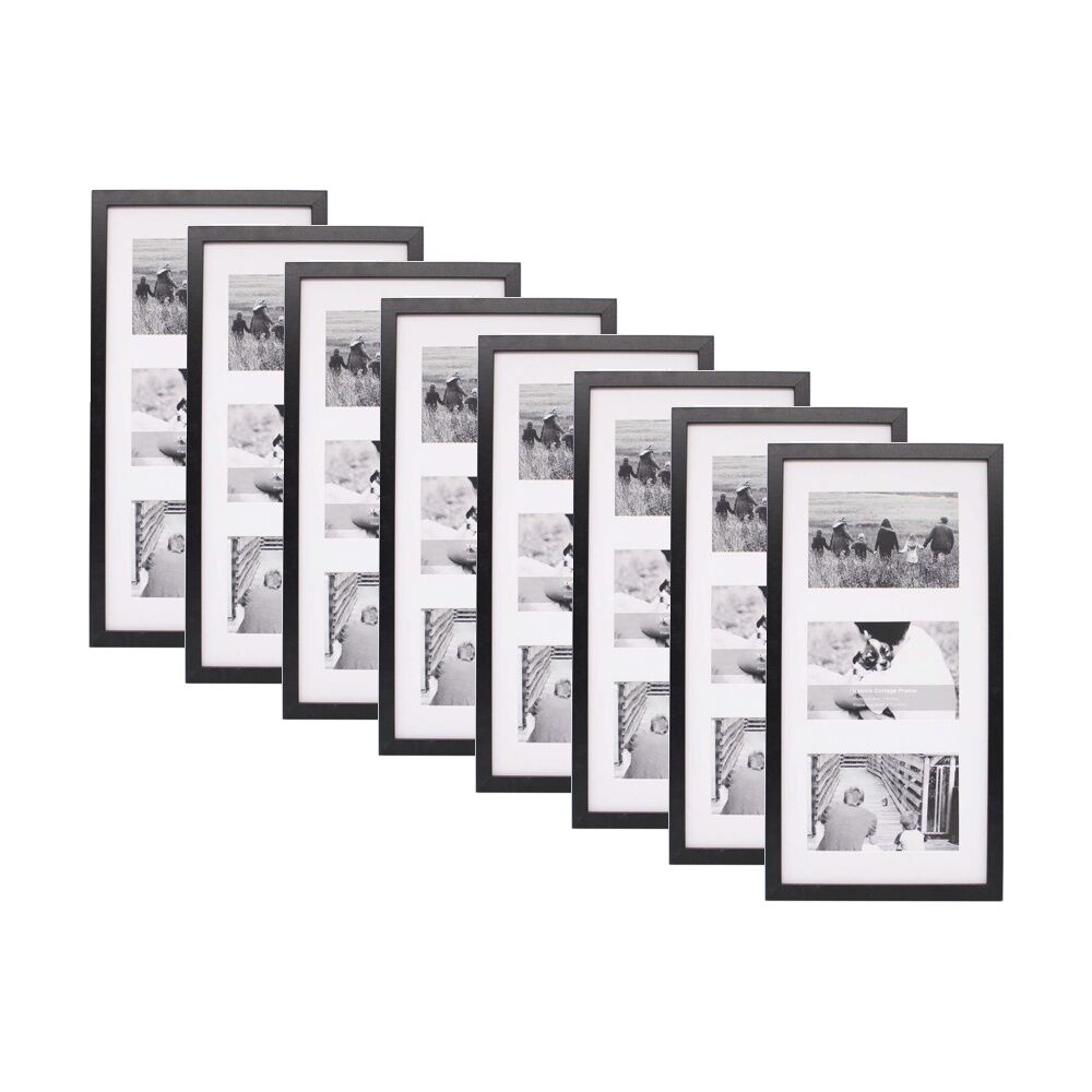 8PK Braz Venice Collage Image Photo Document Display Frame 8x16 Inches Black