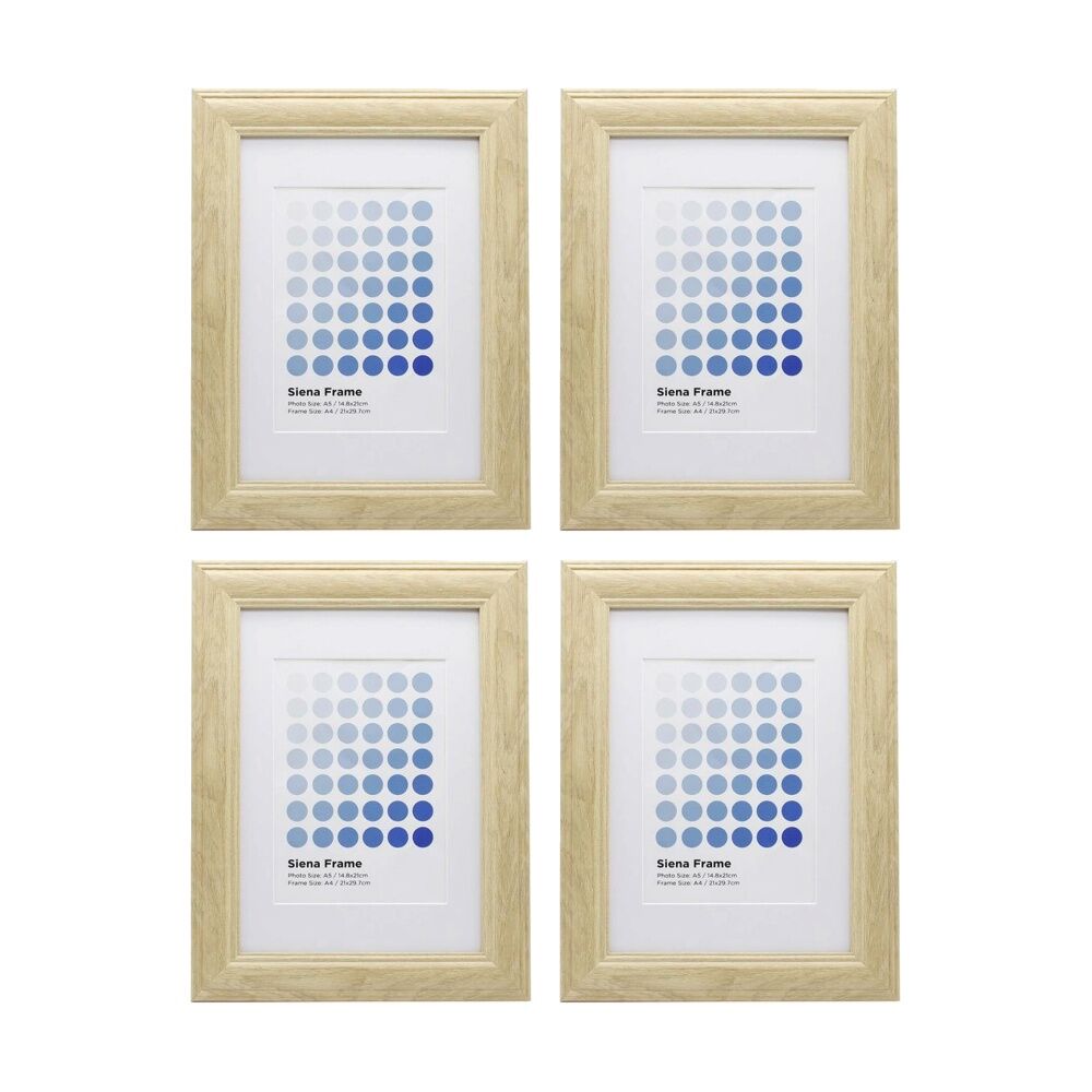 4PK Braz A4 Siena Image Photo Document Display Frame 29.7x21cm Beech